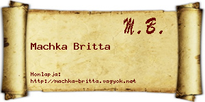 Machka Britta névjegykártya